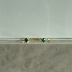 Kendra Scott gold tone teal stone open cuff bracelet